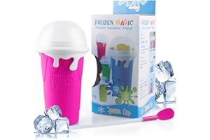 WDJLNZB Cup Slushy Maker, Slushy Maker Cup con 2 in 1 Straw e Spoon, Tazza di Frullato di Silicone, Frozen Magic Squeeze Cup, Portable Milkshake Tazza Congelata,Frozen Smoothies Cup, Coppa di Ghiaccio (Rosa)