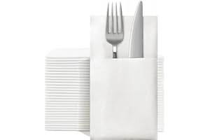 KMAKII Disposable Napkins,Pocket Napkins,White Paper Napkins,Linen Feel White Napkins,40×40cm,White 50 Count