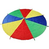 Parachute Children's Multi-Coloured Play with 8 Handles, Rainbow Toy for Children, Play Blanket for Indoor and Outdoor, Garde