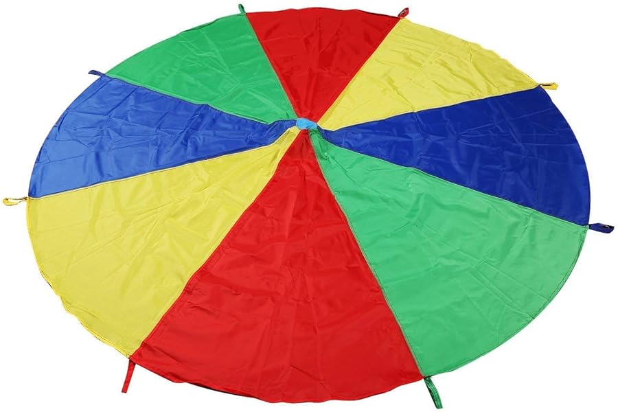 LEADSTAR Kids Play Parachute Multicolored Play Tent with 8 Handles,Kids Rainbow Parachute Toy,Outdoor Indoor Play Equipmen Lawn Games Picnic Blanket Mat(6Ft)