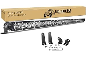 AUXTINGS 50 inch 240W Spot Single Row 19200LM Off Road LED Fog & Driving Roof Bumper Light Bars 2 Style Mounting Brackets for Trucks Boat,12V 24V Waterproof