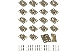 SIOPPKIK 50 pezzi Mini Cerniere Pieghevole in Metallo Cerniere Piccole per Cassetti Porte Connettori Testa Cerniera con 200 Viti in Ottone per Cerniera