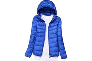 PENGNIAO Lightweight Down Jacket Women with Hood Womens Down Coats Women's Ultra Light Packable Down Jacket Down Filled Coat Parka Quilted Padded Hooded Puffer Jacket Ladies Bubble Puffa Jacket Winter
