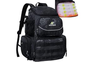 Blackpeanut - Angelrucksack mit Inklusive Boxen – Gerätekoffer mit Fächern – Ideal für Brandungsangeln, Karpfenangeln und Spinnfischen – Wasserabweisende Angeltasche mit Großer Kapazität