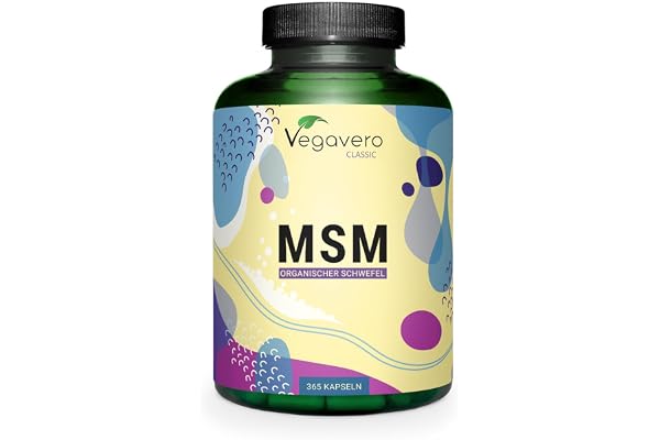 MSM Vegavero® | 365 Gélules | 2000 mg | Soufre Organique Pur à 99,9% | Douleurs Articulaires + Formation de Collagène | Sans Additifs & Vegan | Testé en Laboratoire