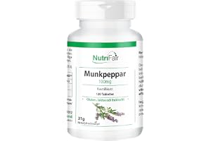 Munkpeppar 100 mg - Vitex agnus Castus - med 6 mg zink per daglig dos - 120 tabletter - högdos - 100% vegan - tysk produktion och laboratorietestning - NutriFair