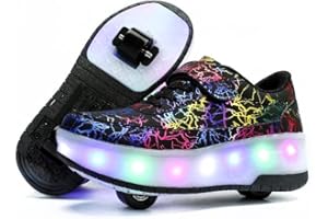 HUSKSWARE Rollschuhe Schuhe Jungen Mädchen Mit 4 Rollen Skateboardschuhe, verstellbar Jugend Schuhe mit Rollen, Schwarz Weiß 28-40 EU