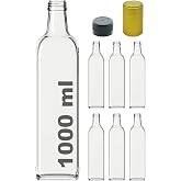 Afracam Maraska Şeffaf 1000 ml Kilitli Kapaklı ve Kap&uuml;şonlu Boş Cam Şişe 6 Adet