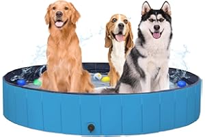 FAVUIT Faltbarer Pool Hundepool Schwimmbad für Hunde und Katzen,Hundebadewanne Planschbecken Hund Swimmingpool mit Rutschfestem Boden & Ablassventil PVC Haustiere Wasserbecken für Hunde Katzen