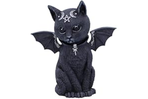Nemesis Now, Malpuss B5149R0 Statuetta di gatto alato con motivi dell'occulto, in poliresina, colore nero e argento, 10 cm