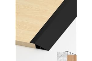 LIHIQIYA Barre de Seuil Adhesive, Bande de Transition de Sol Autocollante en PVC Seuil de Porte Adhesif Barre de Seuil Rattrapage de Niveau pour Hauteur du Seuil (Noir, 10mm ~ 15mm, 1M)