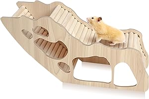 BYZESTY Escalera de Escalada se Hámster, Escalera de Escalada para Hámster, Hamster Accesorios, Juguete de Escalada de Madera y Decoración de Jaula de Puente para Hámsteres, Ratones u Animales Pequeños