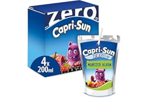 Capri-Sun Zero Monster Alarm Kids' Juice Drink (4 x 200ml) Made with Real Fruit Juice - Apple, Blackcurrant & Cherry - No Preservatives, Artificial Colours, or Flavours - Vegan, Gluten Free