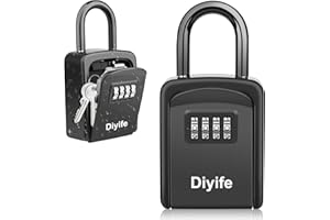 Diyife Key Safe, [Weatherproof] Portable Lock Box for Keys Outdoor with Removable Shackle, Hangable Combination Key Lock Box for Home Office Garage School Airbnb, Free of Installation