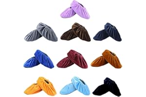 tooloflife Couvre-chaussures lavables et réutilisables, couvre-chaussures en flanelle antidérapants, anti-poussière pour bottes d'intérieur pour tailles de 36 à 44