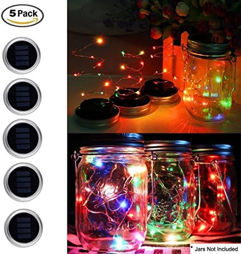 Solar Mason Jar Light - Mason Jar Solar String Lights,10LED Solar Powered for Patio Garden Path Wedding Party Decorative Festival Celebration Light(Jars &amp; Handles NOT Included)