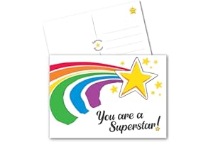 1357AWARDS You Are A Superstar Postcards 4x6, A6 (x50 Pack) for Kids and Adults. Positive School Teacher Thanks You Cards, Kindness Cards, Employee Appreciation Affirmation Motivation card