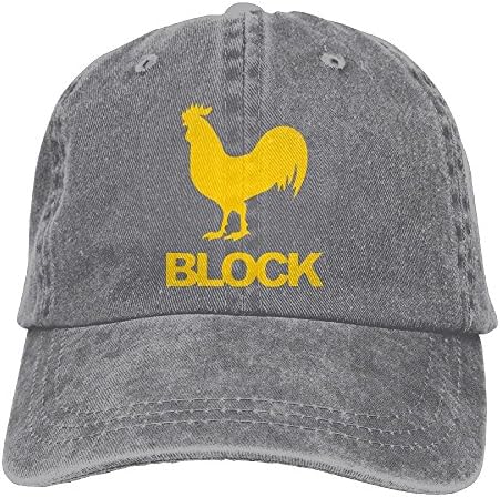 YUYUTZA Men Women Cock Block Cotton Denim Baseball Hat Adjustable Street Rapper Hat Ash