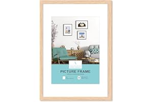 ATOBART A4 Zertifikat Bilderrahmen,EICHE Holz Fotorahmen mit Passepartout für A5 Druck,Posterrahmen mit Plexi-glass für Wandmontage,21x30 cm,1er Set