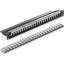 deleyCON 12-Poorts CAT 7 Patchpaneel SET Distributie Paneel Modulair 1 U 10 Inch Rekinstallatie 12x CAT 7 Keystone-Modules RJ45 LAN Netwerk 10 Gbit/s 600 MHz Installatiekabel Grijs