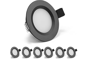 Gr4tec 12V Campervan Downlights, 6 x 3W 12V Spot Lights Alu Dimmable 3000K Warm White, Hole 58-62mm, IP44 Waterproof, 12mm Ultra-Slim LED Recessed Ceiling Light for Vans Boat Kitchens Range Hoods