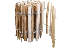 iWerk® – Staketenzaun 90 × 400 cm gerollt – Lattenabstand 7-8 cm | Haselnusszaun zum Stecken für Beeteinfassung & Teichumrandung | Natürliche Deko für den Garten | Holzzaun extra witterungsbeständig