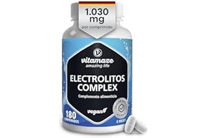 VITAMAZE - AMAZING LIFE Electrolitos 1.030 mg de potencia (1 al día) Keto Sin Azúcar con Sales Minerales para Deporte, Hidratación y Energía Con Magnesio, Potasio, Calcio y Sodio Vegano,180 Comprimidos para 6 Meses