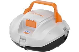 CoasTeering Robot Limpiafondos Piscina, 100 mins Succión Potente, Motor Dual, Estacionamiento Automático, Aspirador Piscina sin Cable para Piscinas de hasta 80m² (Blanco)