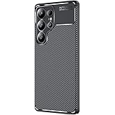 Case Black Carbon Silicone Original Compatible with Spia Samsung Galaxy S25 Ultra (Compatible with Samsung Galaxy S25 Ultra, Black)