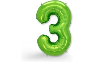 FUNXGO Palloncino Numero 3 Verde - Decorazioni Compleanno 3 Anni - Vola Con l'Elio - Feste Decorazione di Compleanno
