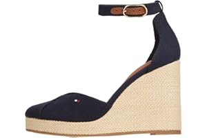 Tommy Hilfiger Espadryle damskie z flagą zamknięte palce z paskiem na kostkę, Niebieski kosmiczny niebieski, 37 EU