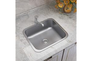 XEMQENER Stainless Steel Kitchen Sink Single Bowl Small Sinks with Silencer Pad for Kitchen Bar Small Restaurant (with The downpipe Kit)