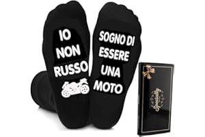 AONVEKI Regalo Uomo Natale, Calzini Uomo Divertenti, Idee Regalo Uomo Papà Compleanno, Regalo Divertenti per Uomo Papa Nonno Marito Regali Moto
