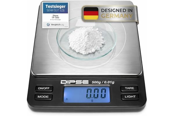 Dipse TP Balance numérique haute précision avec plateforme extra grande – Balance de poche – Convient pour pesage d'or, 500g x 0,01g