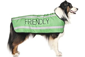DEXIL FRIENDLY (Known as Friendly to all) Green Colour Coded S M L Reflective Waterproof Fleece Lined Warm Dog Coats PREVENTS Accidents By Warning Others Of Your Dog In Advance (M-L)