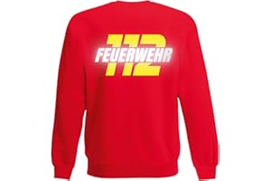 Shirt-Panda Herren Feuerwehr Sweatshirt · Feuerwehr 112 · Feuerwehrmann Sweater Bedruckt · Pullover für Feuerwehrleute · Druck auf Brust & Rücken · Unisex ·