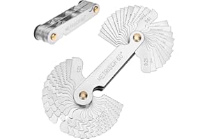 Szaboviktoria 52 Pezzi Misuratore di Filettatura, Acciai Inossidabili Calibro, Contafiletti, Misuratore Passo Filetti, Metriche 60° e Whitworth 55°, 0,25 – 6 mm e 4 – 62 G Calibro Filettato per Viti