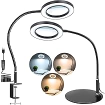 Lente Di Ingrandimento Da Tavolo Con LED - 5x E 10x, Base E Morsetto, Per Lettura E Lavori Di Precisione - Foto 9