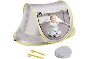 RUNQIN OUTDOOR Tente Anti-UV Bébé FPS 50+ Abri Plage Piscine Protège Soleil/Vent/Sable, Pare-Soleil Pliant Portable Pour Enfant Extérieur
