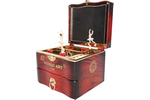 EMOSHAYOGA Ballerina Music Box - Spinning Ballerina Music Box, Dancing Girl Clockwork Octave Jewellery Organiser