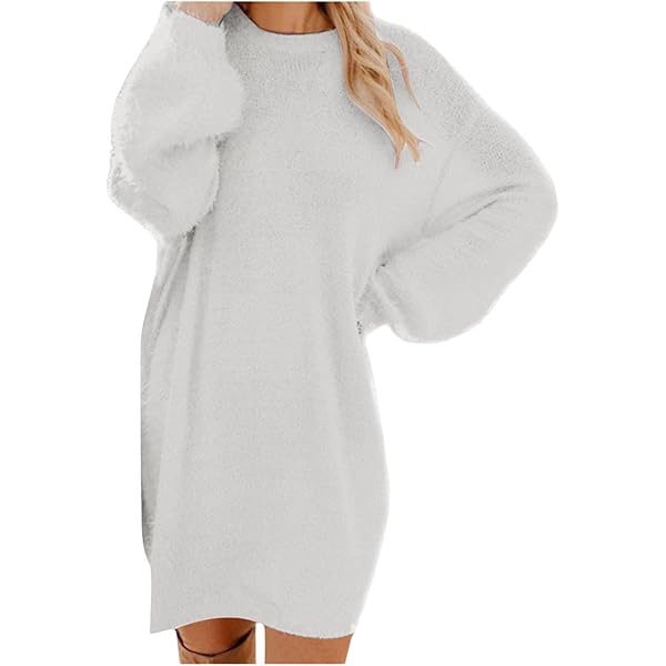 Saodimallsu Gebreide jurk voor dames, V-hals, pulloverjurk, lange mouwen, pullover, elegante mini-jurk, sweater, vrijetijdsjurk, tuniek, gebreide trui, jurk voor herfst en winter, donkerblauw, M Saodimallsu Gebreide jurk voor dames, V-hals, pulloverjurk, lange mouwen, pullover, elegante mini-jurk, sweater, vrijetijdsjurk, tuniek, gebreide trui, jurk voor herfst en winter, donkerblauw, M