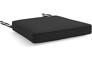 ISTYLE MODE BETTER HOME CHOICE Water Resistant Chair Cushions with Ties for Indoor and Outdoor Use - Patio Furniture Seat Pads with Durable Polyester Fabric - Ideal for Dining, Lawn, Garden, Coffee Shop (44 x 50 x 5cm, Black)