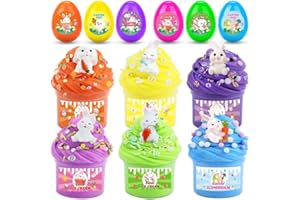 MJUTHY 6 Stück Gefüllte Ostereier mit Slime und Osterhase, Schleim überraschungseier mit Zubehör Geschenke Give Aways Spielzeug Osterkörbchenfüller Ostergeschenke Kinder Party Mitgebsel Kindergeburtstag
