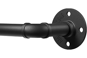 DEFYNEE Tringle à Rideaux Industrielle, 80-218cm Tringle à Rideau Extensible Extensible à Rideaux Diamètre 25 mm Montage au Plafond Idéale pour Terrasse, Porte Coulissante, Salon - Noir