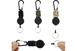 GUDQVOZIHG 3 llaveros, llavero retráctil, llavero con mosquetón, llavero retráctil con alambre de acero extensible de 60 cm, mosquetón para llaves