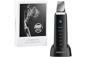 COSBEAUTY Pulizia Viso Ultrasuoni Skin Scrubber Professionale, EMS Aspira Punti Neri Rimozione, Ultrasuoni Viso con 4 Modalità, Impermeabile IPX6, Ricaricabile Senza Fili (Nero)