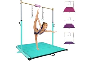 HomeSun Gymnastikstange für Kinder Robuste Kip Bar mit Ringen horizontale Turnreck für Heimtraining Höhenverstellbar 90-150cm Trainingsgerät bis 100 kg Alter 3-15