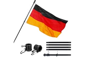 GUNIATA Teleskopowy maszt na flagę, 360° obracalny maszt flagowy 1,8 m, bez skręcania, dla przewodników, kempingu, nauczycieli, wycieczek, zawodów (A)