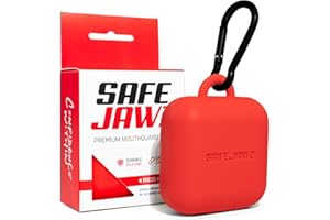 SAFEJAWZ Premium Mouthguard Case with Carabiner Clip, Durable and Flexible Silicone Design to Keep Mouth Guard Protected/Clean (One Size) (Red)