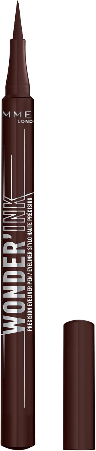 Rimmel Wonder'Ink Precision Liquid Eyeliner Pen, 002 Spiced Chestnut, Waterproof, Smudge-proof, Long-Lasting, Highly Pigmente